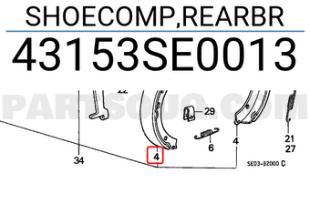 Honda 43153SE0013 SHOECOMP,REARBR