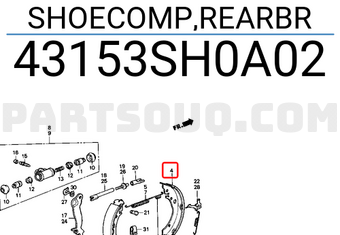 Honda 43153SH0A02 SHOECOMP,REARBR