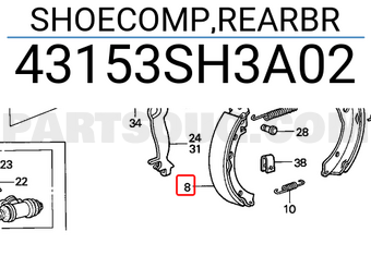 Honda 43153SH3A02 SHOECOMP,REARBR