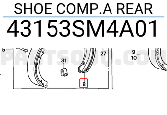 Honda 43153SM4A01 SHOE COMP.A REAR