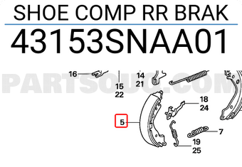 Honda 43153SNAA01 SHOE COMP RR BRAK