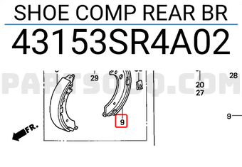 Honda 43153SR4A02 SHOE COMP REAR BR