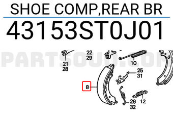 Honda 43153ST0J01 SHOE COMP,REAR BR