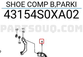 Honda 43154S0XA02 SHOE COMP B,PARKI