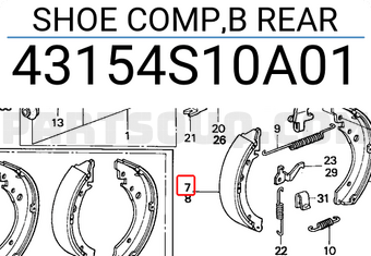 Honda 43154S10A01 SHOE COMP,B REAR