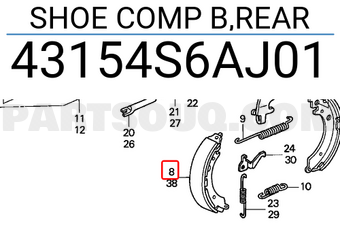 Honda 43154S6AJ01 SHOE COMP B,REAR