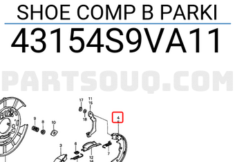 Honda 43154S9VA11 SHOE COMP B PARKI