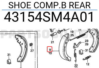 Honda 43154SM4A01 SHOE COMP.B REAR