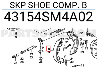 Honda 43154SM4A02 skp SHOE COMP. B