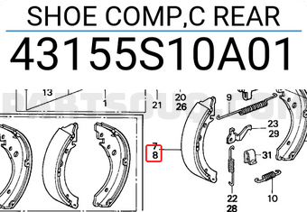 Honda 43155S10A01 SHOE COMP,C REAR