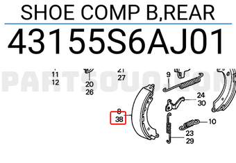 Honda 43155S6AJ01 SHOE COMP B,REAR