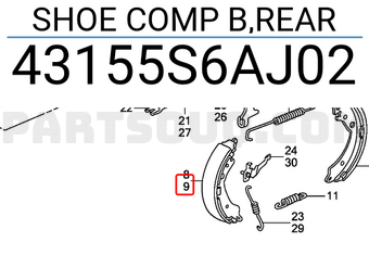 Honda 43155S6AJ02 SHOE COMP B,REAR