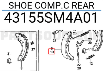 Honda 43155SM4A01 SHOE COMP.C REAR