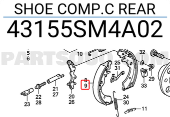 Honda 43155SM4A02 SHOE COMP.C REAR