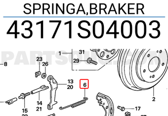 Honda 43171S04003 SPRINGA,BRAKER