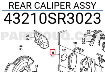 Honda 43210SR3023 REAR CALIPER ASSY
