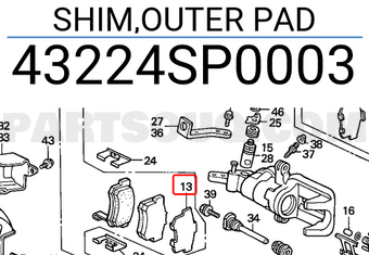 Honda 43224SP0003 SHIM,OUTER PAD