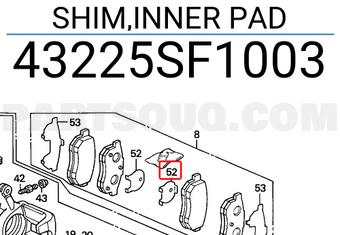 Honda 43225SF1003 SHIM,INNER PAD