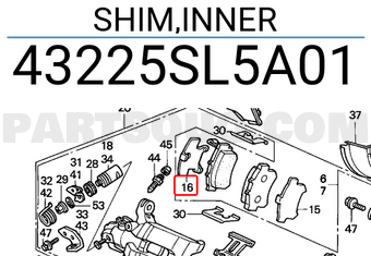 Honda 43225SL5A01 SHIM,INNER