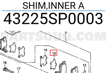 Honda 43225SP0003 SHIM,INNER A