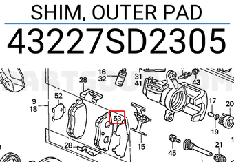 Honda 43227SD2305 SHIM, OUTER PAD