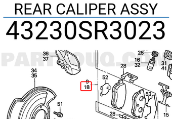 Honda 43230SR3023 REAR CALIPER ASSY