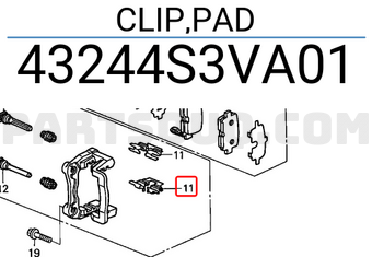 Honda 43244S3VA01 CLIP,PAD