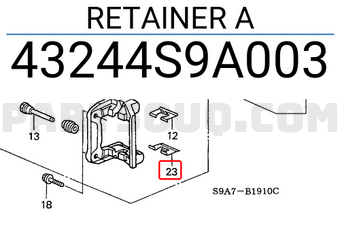 Honda 43244S9A003 RETAINER A