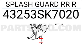 Honda 43253SK7020 SPLASH GUARD RR R