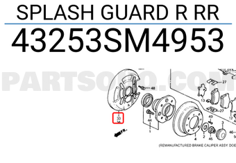 Honda 43253SM4953 SPLASH GUARD R RR