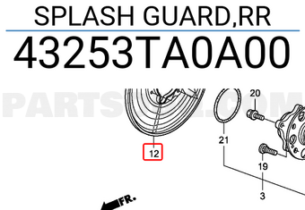 Honda 43253TA0A00 SPLASH GUARD,RR