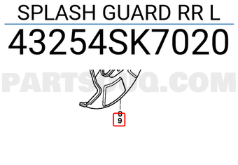 Honda 43254SK7020 SPLASH GUARD RR L