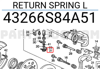 Honda 43266S84A51 RETURN SPRING L