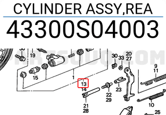 Honda 43300S04003 CYLINDER ASSY,REA