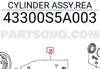Honda 43300S5A003 CYLINDER ASSY,REA