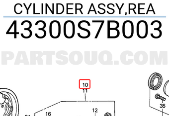 Honda 43300S7B003 CYLINDER ASSY,REA