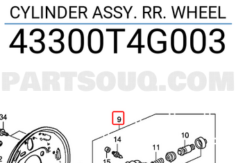 Honda 43300T4G003 CYLINDER ASSY. RR. WHEEL