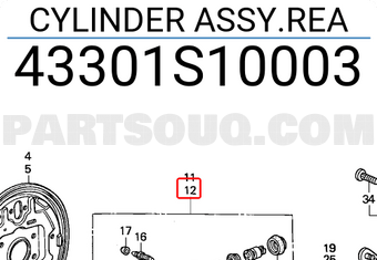 Honda 43301S10003 CYLINDER ASSY.REA