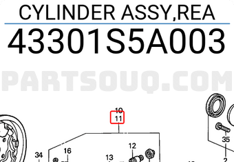 Honda 43301S5A003 CYLINDER ASSY,REA