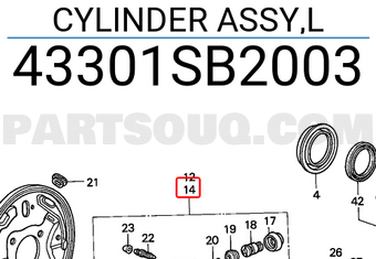 Honda 43301SB2003 CYLINDER ASSY,L