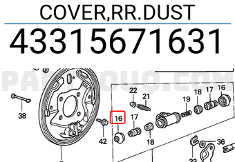Honda 43315671631 COVER,RR.DUST