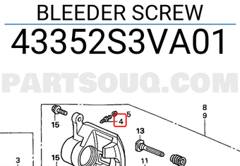 Honda 43352S3VA01 BLEEDER SCREW
