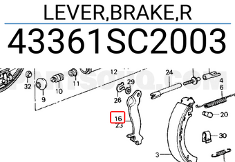 Honda 43361SC2003 LEVER,BRAKE,R