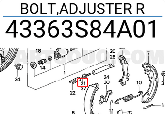 Honda 43363S84A01 BOLT,ADJUSTER R