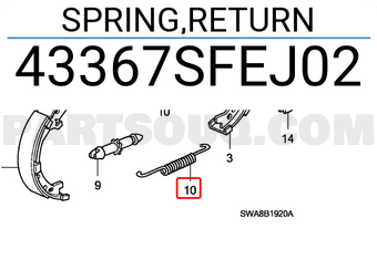 Honda 43367SFEJ02 SPRING,RETURN