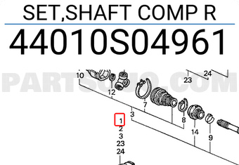 Honda 44010S04961 SET,SHAFT COMP R