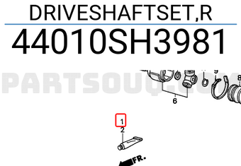 Honda 44010SH3981 DRIVESHAFTSET,R