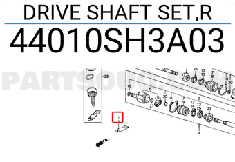 Honda 44010SH3A03 DRIVE SHAFT SET,R