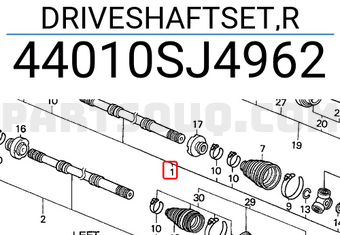 Honda 44010SJ4962 DRIVESHAFTSET,R