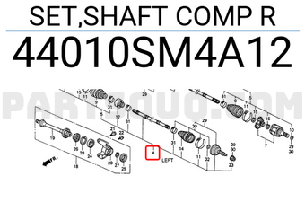 Honda 44010SM4A12 SET,SHAFT COMP R